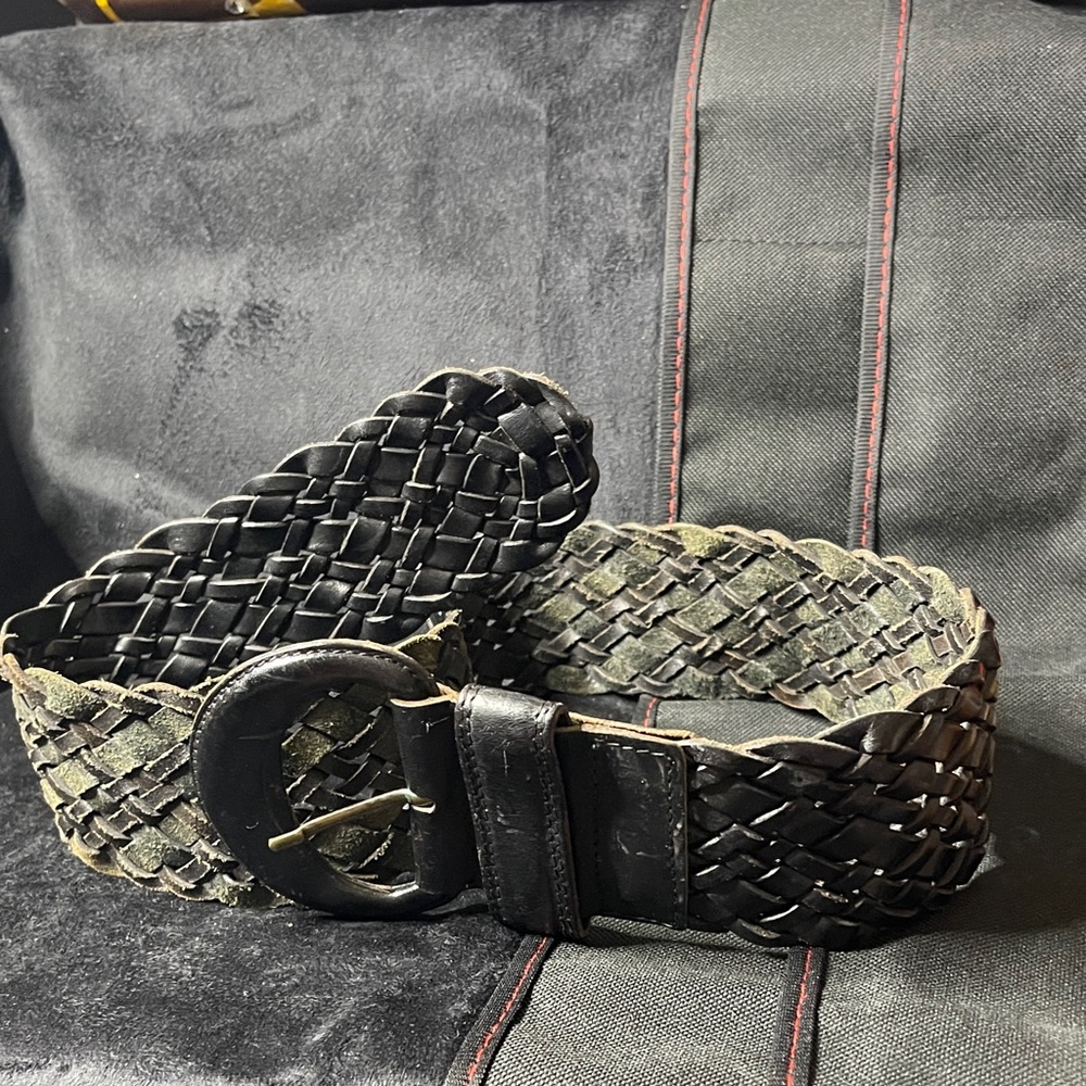 Vintage Women’s Woven Leather Belt - Black